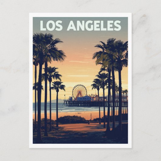 Los Angeles Palm Trees and Santa Monica Pier Briefkaart (Voorkant)