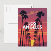Los Angeles Palmboom Zonsondergang Grafisch Briefkaart (Voorkant / Achterkant)