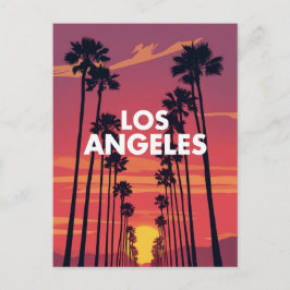 Los Angeles Palmboom Zonsondergang Grafisch Briefkaart
