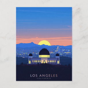 Los Angeles Palmboom Zonsondergang Grafisch Briefkaart