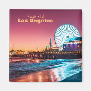 Los Angeles Pink & Blue Ferris Wheel Beach Sunset Magneet