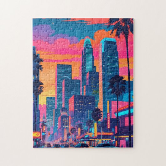 Los Angeles Pop Art Puzzle - Kleurrijk Californië Legpuzzel (Verticaal)