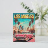 Los Angeles Retro Classic Car Travel Art Briefkaart (Staand voorkant)