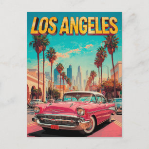 Los Angeles Retro Classic Car Travel Art Briefkaart