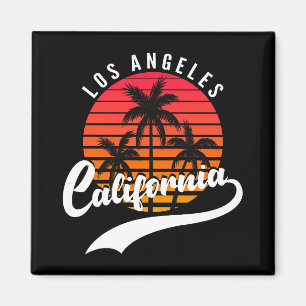 Los Angeles Retro Zonsondergang En Palmboom Magnet