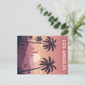 Los Angeles Retro Zonsondergang met Palmbomen Briefkaart (Staand voorkant)