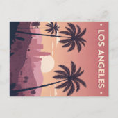 Los Angeles Retro Zonsondergang met Palmbomen Briefkaart (Voorkant)