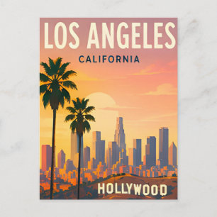 Los Angeles Silhouette en Hollywood Hills Briefkaart