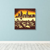 Los Angeles Skyline #1 Canvas Afdruk (Insitu (Houten vloer))