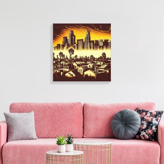 Los Angeles Skyline #1 Canvas Afdruk (Insitu (Woonkamer))