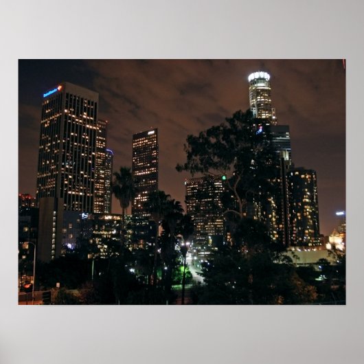 Los Angeles Skyline bij nacht Poster (Voorkant)