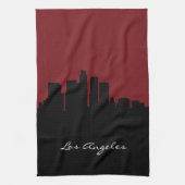 Los Angeles Skyline| Donkerrood Theedoek (Verticaal)