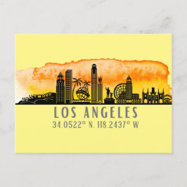 Los Angeles Skyline Latitude en Longitude Briefkaart