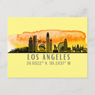 Los Angeles Skyline Latitude en Longitude Briefkaart
