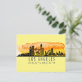 Los Angeles Skyline Latitude en Longitude Briefkaart (Staand voorkant)