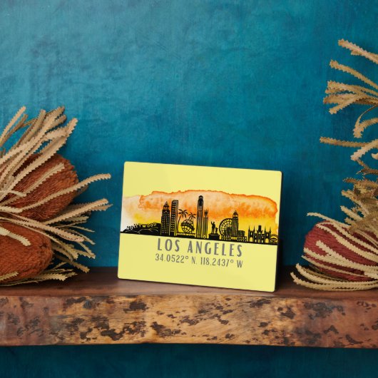 Los Angeles Skyline Latitude en Longitude Fotoplaat (Zijkant)