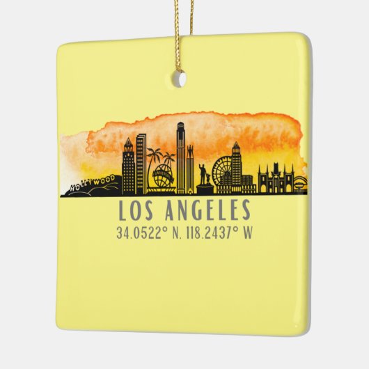 Los Angeles Skyline Latitude en Longitude Keramisch Ornament (Links)