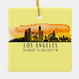 Los Angeles Skyline Latitude en Longitude Keramisch Ornament