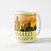 Los Angeles Skyline Latitude en Longitude Koffiemok (Voorkant rechts)