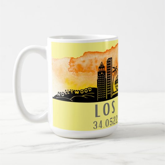 Los Angeles Skyline Latitude en Longitude Koffiemok (Links)