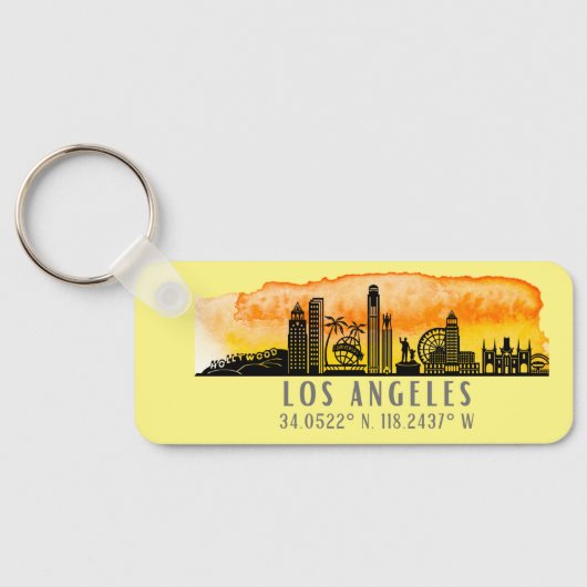 Los Angeles Skyline Latitude en Longitude Sleutelhanger (Achterkant)