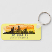 Los Angeles Skyline Latitude en Longitude Sleutelhanger (Voorkant)