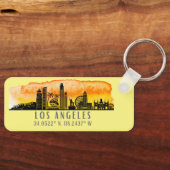 Los Angeles Skyline Latitude en Longitude Sleutelhanger (Voorkant)