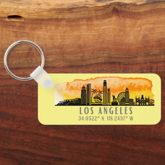 Los Angeles Skyline Latitude en Longitude Sleutelhanger (Achterkant)