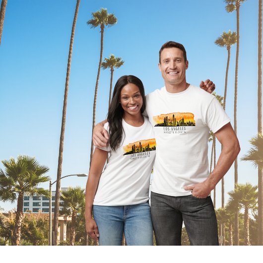 Los Angeles Skyline Latitude en Longitude T-Shirt