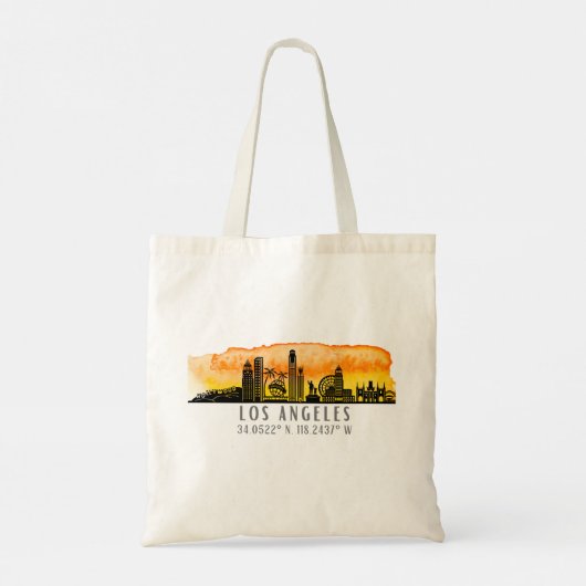 Los Angeles Skyline Latitude en Longitude Tote Bag (Achterkant)