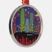 Los Angeles Skyline nighlife Metalen Ornament (Rechts)