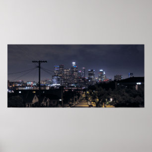 Los Angeles Skyline op nacht 2 Poster