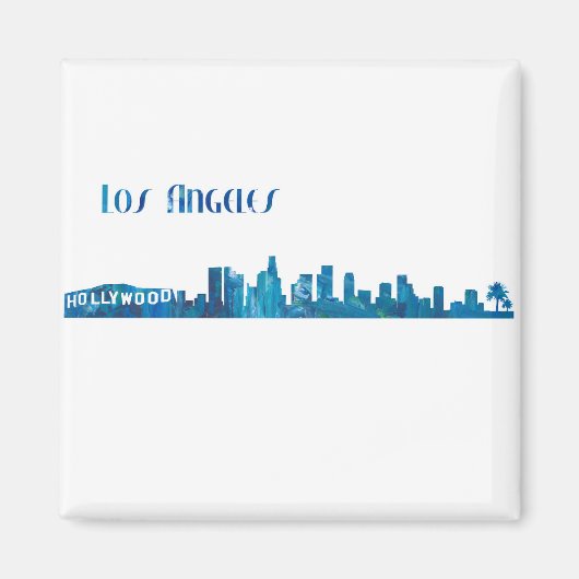 Los Angeles Skyline Silhouette Magneet (Voorkant)