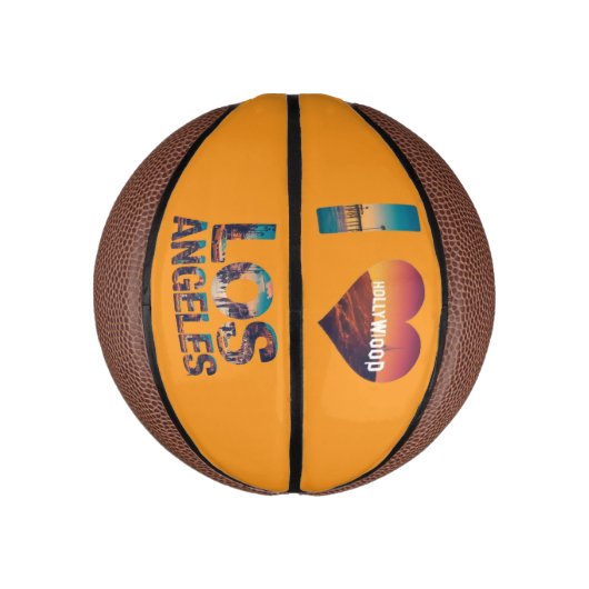 Los Angeles Skyline Sunset & Hollywood Typografie Basketbal (Verticaal)