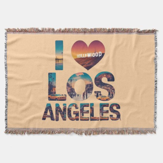 Los Angeles Skyline Sunset & Hollywood Typografie Deken (Voorkant)
