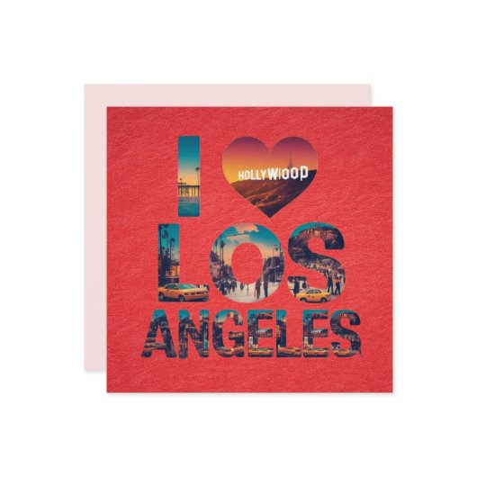 Los Angeles Skyline Sunset & Hollywood Typografie Kaart (Voorkant / Achterkant in situ)