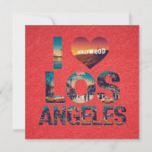 Los Angeles Skyline Sunset & Hollywood Typografie Kaart (Voorkant)