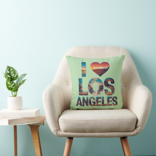 Los Angeles Skyline Sunset & Hollywood Typografie Kussen