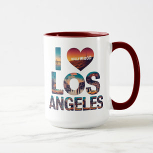 Los Angeles Skyline Sunset & Hollywood Typografie Mok