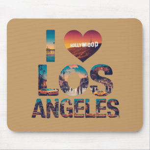 Los Angeles Skyline Sunset & Hollywood Typografie Muismat