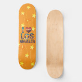 Los Angeles Skyline Sunset & Hollywood Typografie Persoonlijk Skateboard (Voorkant)