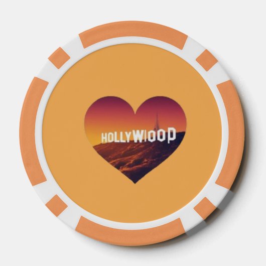 Los Angeles Skyline Sunset & Hollywood Typografie Poker Chips (Achterkant)