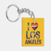 Los Angeles Skyline Sunset & Hollywood Typografie Sleutelhanger (Voorkant Links)