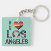 Los Angeles Skyline Sunset & Hollywood Typografie Sleutelhanger (Achterkant)