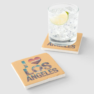 Los Angeles Skyline Sunset & Hollywood Typografie Stenen Onderzetter