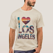 Los Angeles Skyline Sunset & Hollywood Typografie T-shirt (Voorkant)