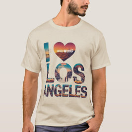 Los Angeles Skyline Sunset & Hollywood Typografie T-shirt
