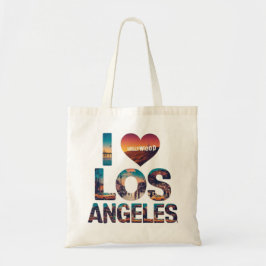 Los Angeles Skyline Sunset & Hollywood Typografie Tote Bag
