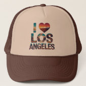 Los Angeles Skyline Sunset & Hollywood Typografie Trucker Pet (Voorkant)