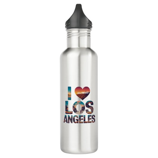 Los Angeles Skyline Sunset & Hollywood Typografie Waterfles (Links)